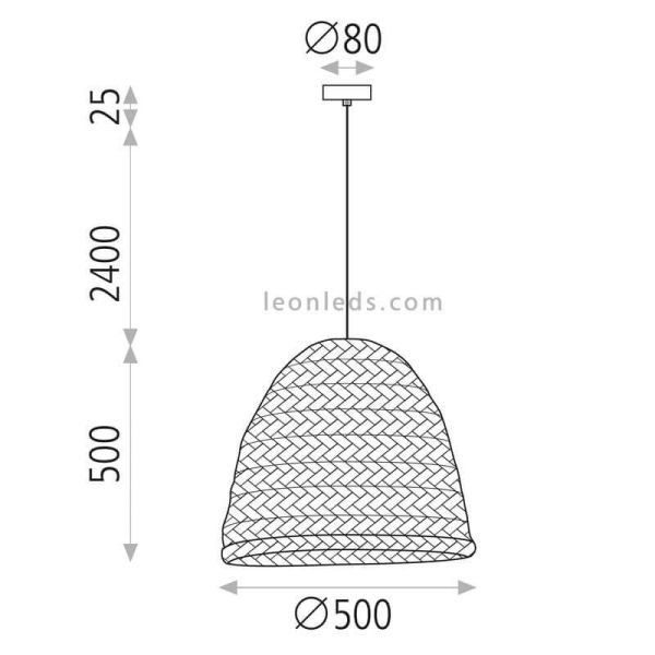 Lámpara de techo colgante fabricada a mano E27 Moyana dimensiones marca ACB iluminación| LeonLeds Iluminación