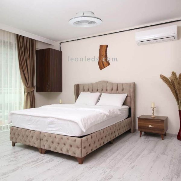 Ventilateur de plafond LED avec télécommande Alisio Mini Blanc 7493 Mantra | Éclairage LeonLeds