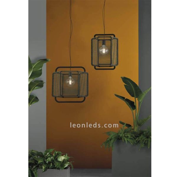 Lámpara de techo retro M Verde Corda foto de ambiente ACB iluminación| LeonLeds Iluminación