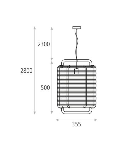 Lámpara de techo retro tamaño M Verde Corda dimensiones marca ACB iluminación| LeonLeds Iluminación