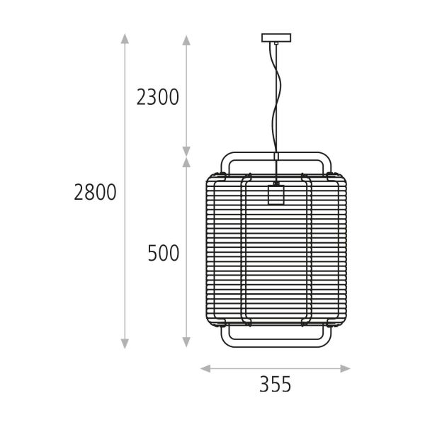 Lámpara de techo retro tamaño M Verde Corda dimensiones marca ACB iluminación| LeonLeds Iluminación