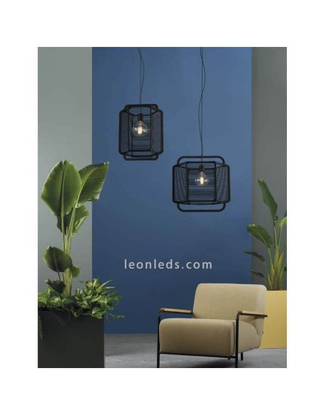 Plafonnier suspendu de style rétro M Noir Corda Ambient Photo ACB Lighting | Éclairage LeonLeds