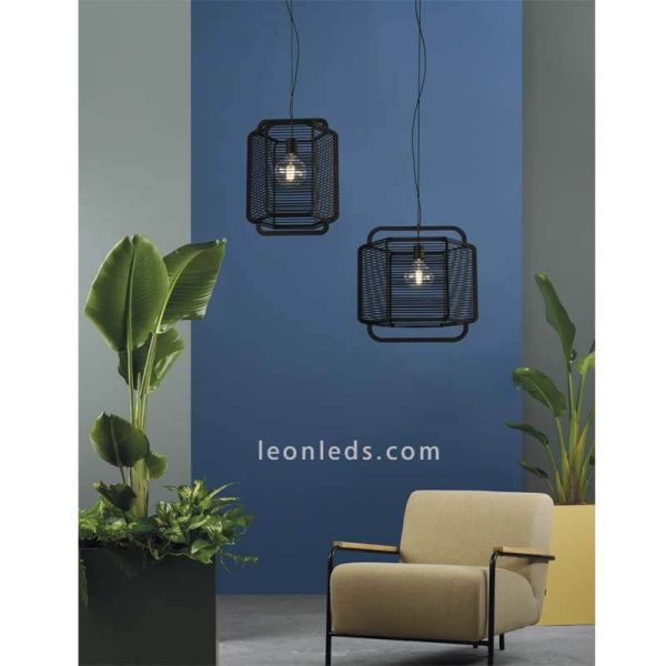 Plafonnier suspendu de style rétro M Noir Corda Ambient Photo ACB Lighting | Éclairage LeonLeds