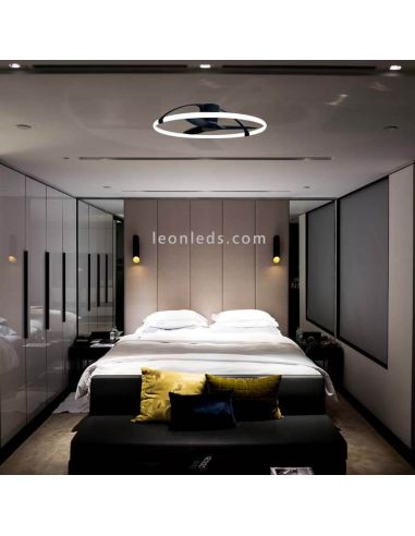 Ventilateur de plafond LED noir avec télécommande Nepal Mantra | Éclairage LeonLeds