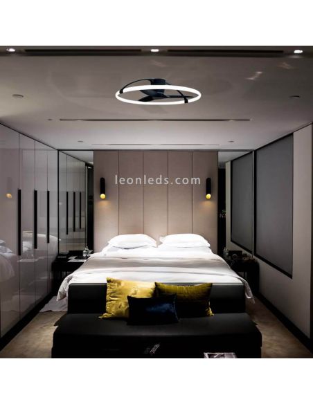 Ventilateur de plafond LED noir avec télécommande Nepal Mantra | Éclairage LeonLeds