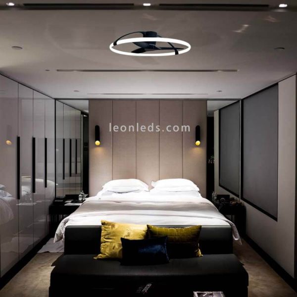 Ventilateur de plafond LED noir avec télécommande Nepal Mantra | Éclairage LeonLeds
