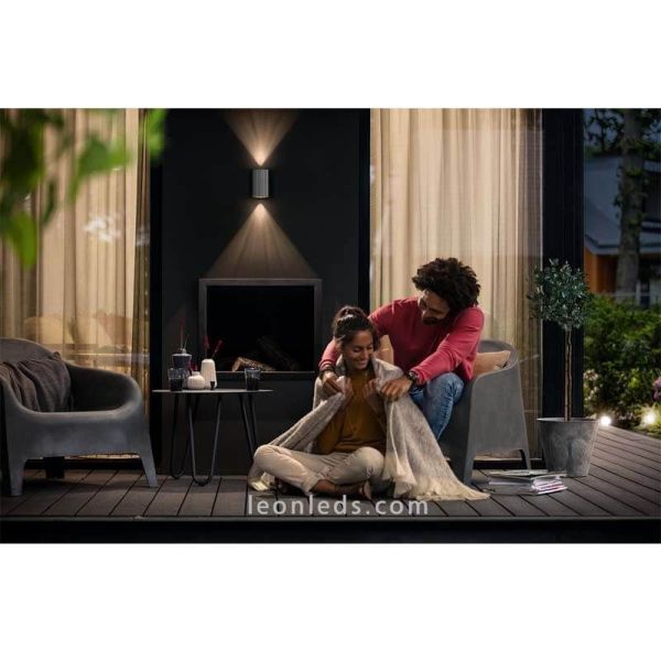Aplique de pared exterior con tecnología LED nivel IP44 acero inoxidable Buxus Philips | LeonLeds Iluminación