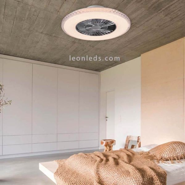Ventilador Plafon LED redondo HARSTAD Trio Lighting R62412106 brillante | LeonLeds Iluminación