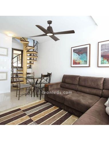 Ventilateur de plafond à DEL Typhoon brun 33490 | Éclairage Léonleds