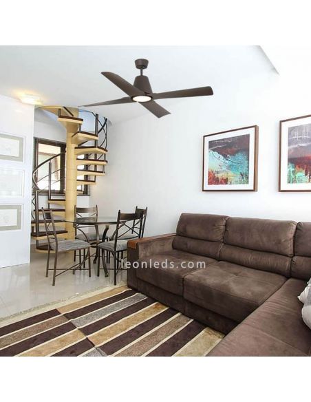 Ventilateur de plafond à DEL Typhoon brun 33490 | Éclairage Léonleds