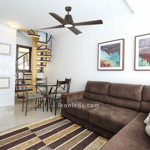 Ventilateur de plafond à DEL Typhoon brun 33490 | Éclairage Léonleds