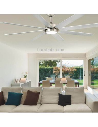 Ventilador de Techo LED color gris nickel grande serie Manhattan marca foto de ambiente Faro Barcelona | LeonLeds Iluminación