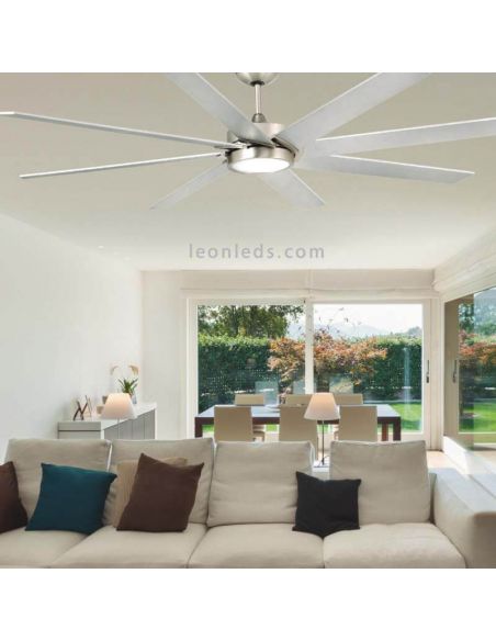 Ventilador de Techo LED color gris nickel grande serie Manhattan marca foto de ambiente Faro Barcelona | LeonLeds Iluminación
