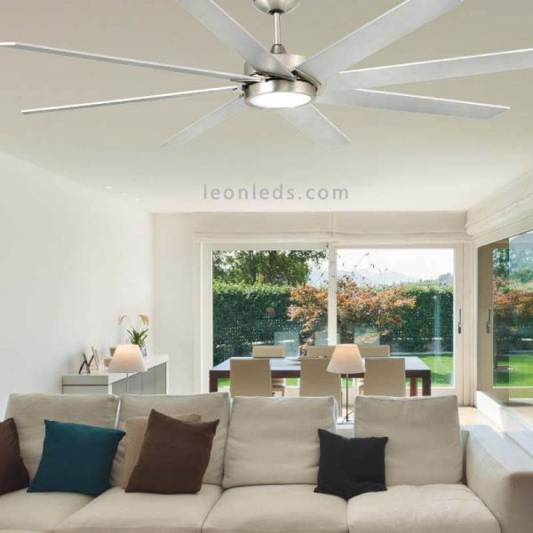 Ventilador de Techo LED color gris nickel grande serie Manhattan marca foto de ambiente Faro Barcelona | LeonLeds Iluminación