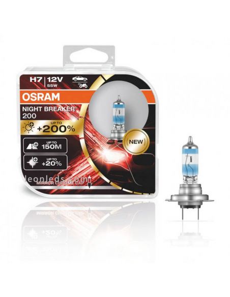 Pack de 2 Bombillas H7 Night Breaker 200 + 200% 64210NB200-HCB | LeonLeds