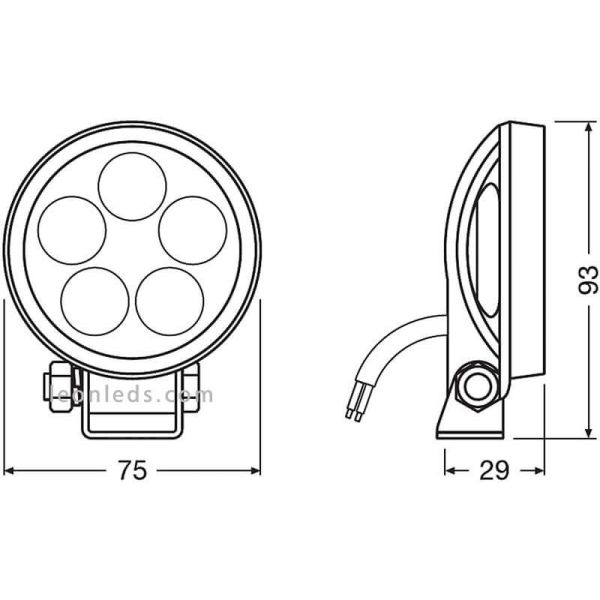 Dimensions Lampe de travail LED ronde 550Lm VX70-SP LEDWL102-SP Pack 2 Unités 4062172150699 | leonleds