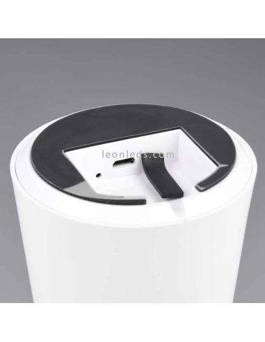 Lámpara pórtatil LED USB para exterior Lennon | LeónLeds Iluminación | lámpara seta blanca para cargar con usb
