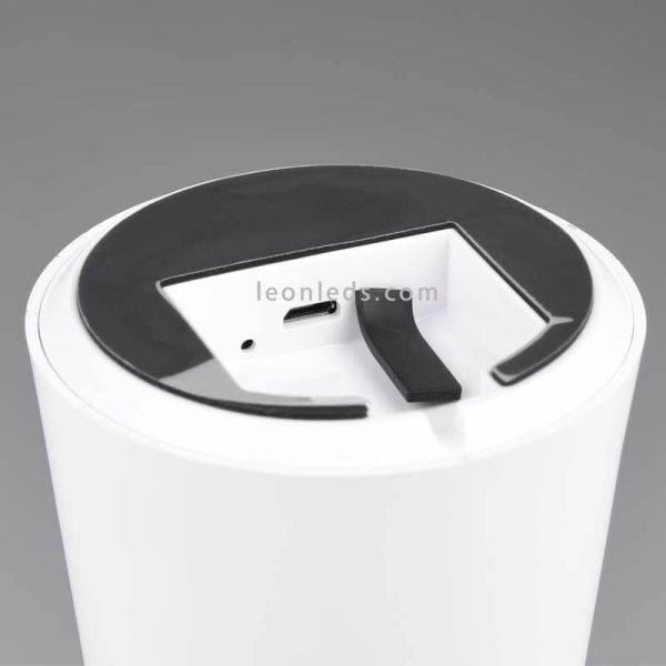 Lámpara pórtatil LED USB para exterior Lennon | LeónLeds Iluminación | lámpara seta blanca para cargar con usb