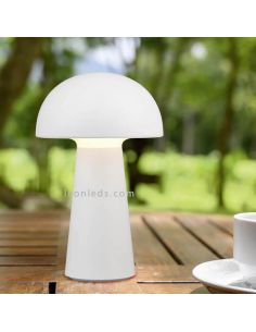 Lampe d'extérieur portable LED USB Lennon | Éclairage LeónLeds | lampe champignon blanche 2