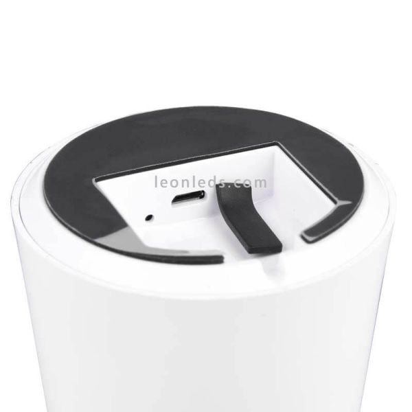 Lámpara pórtatil LED USB para exterior Lennon | LeónLeds Iluminación | lámpara seta blanca con carga USB