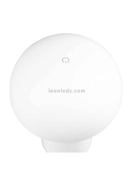 Lámpara pórtatil LED USB para exterior Lennon | LeónLeds Iluminación | lámpara seta blanca con botón superior