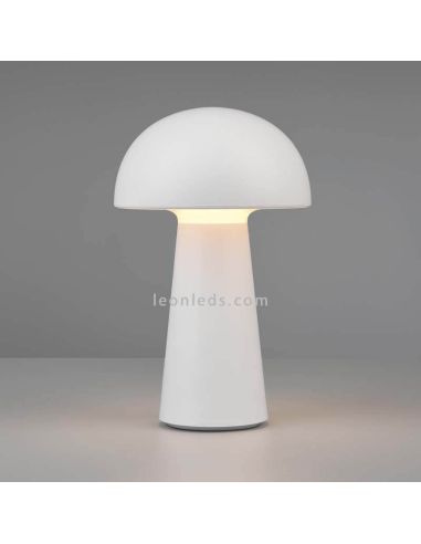 Lámpara pórtatil LED USB para exterior Lennon | LeónLeds Iluminación | lámpara seta blanca con fondo gris