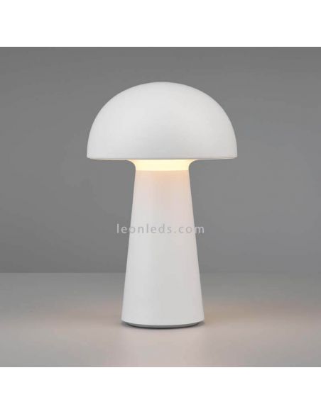Lámpara pórtatil LED USB para exterior Lennon | LeónLeds Iluminación | lámpara seta blanca con fondo gris