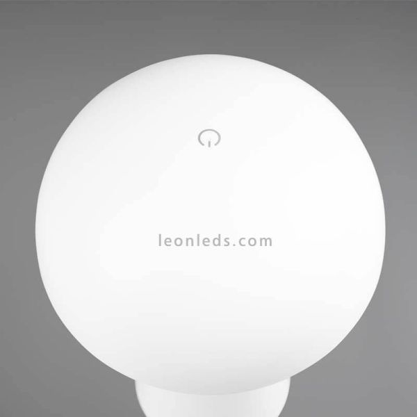Lámpara pórtatil LED USB para exterior Lennon | LeónLeds Iluminación | lámpara seta blanca con botón superior apagado