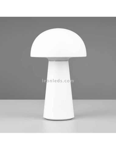 Lámpara pórtatil LED USB para exterior Lennon | LeónLeds Iluminación | lámpara seta blanca apagada fondo gris