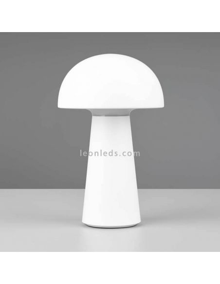 Lámpara pórtatil LED USB para exterior Lennon | LeónLeds Iluminación | lámpara seta blanca apagada fondo gris
