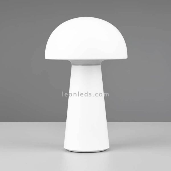 Lámpara pórtatil LED USB para exterior Lennon | LeónLeds Iluminación | lámpara seta blanca apagada fondo gris