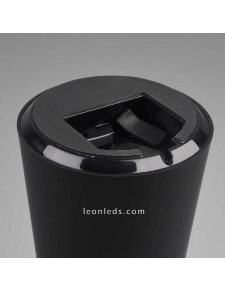 Lámpara pórtatil LED USB para exterior Lennon | LeónLeds Iluminación | lámpara seta negra carga usab cargador móvil