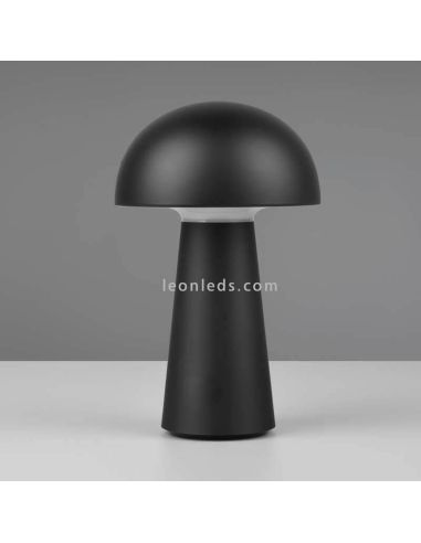 Lámpara pórtatil LED USB para exterior Lennon | LeónLeds Iluminación | lámpara seta negra apagada fondo gris