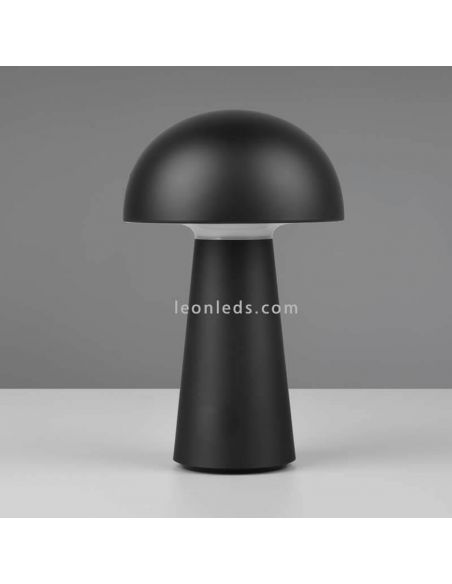 Lámpara pórtatil LED USB para exterior Lennon | LeónLeds Iluminación | lámpara seta negra apagada fondo gris