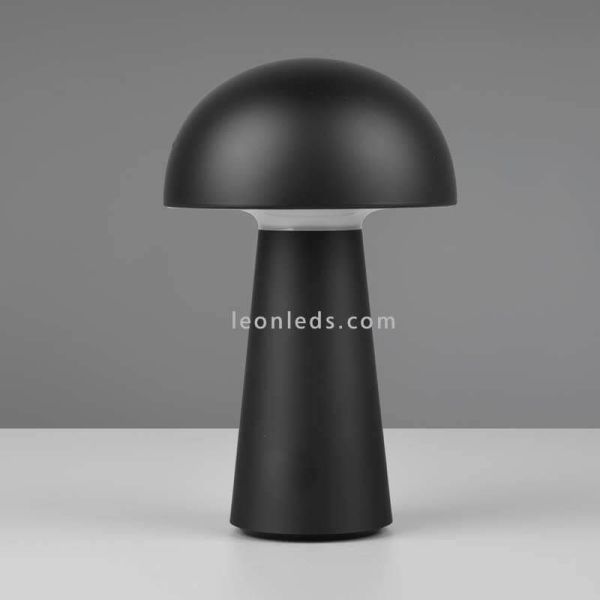 Lámpara pórtatil LED USB para exterior Lennon | LeónLeds Iluminación | lámpara seta negra apagada fondo gris