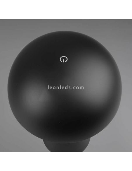 Lámpara pórtatil LED USB para exterior Lennon | LeónLeds Iluminación | lámpara seta negra botón superior apagado y encendido