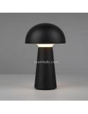 Lampe d'extérieur portable LED USB Lennon | Éclairage LeónLeds | Lampe champignon noir sur fond gris