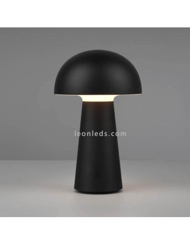 Lampe d'extérieur portable LED USB Lennon | Éclairage LeónLeds | Lampe champignon noir sur fond gris
