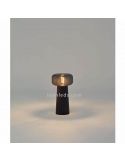 Candeeiro de mesa preto de plástico e vidro para interior Faro Mantra Iluminación | Leon Iluminação LED