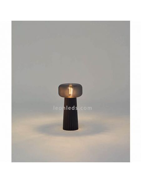 Lámpara de sobremesa interior color negro de plástico y cristal Faro Mantra Iluminación | LeónLeds Iluminación