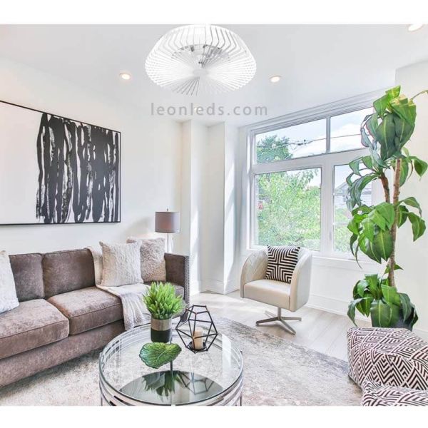 Ventilateur de plafond LED moderne Himalaya blanc 7120 Photo ambiante de marque Mantra | Éclairage LeonLeds