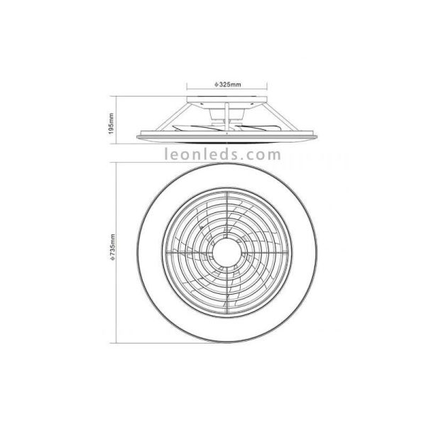 Dimensions du ventilateur de plafond LED blanc Alisio XL Mantra Iluminación | leonleds