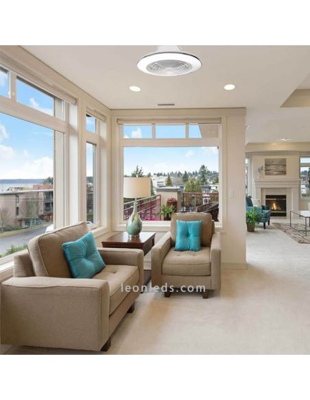 Ventilateur de plafond LED blanc Alisio XL Mantra Iluminación photo de marque d'environnement | leonleds