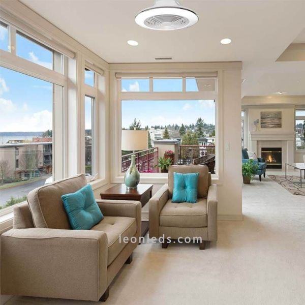 Ventilateur de plafond LED blanc Alisio XL Mantra Iluminación photo de marque d'environnement | leonleds