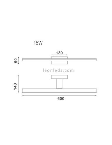 Morne medium 16W LED mirror light Dimensões Mantra Iluminación|