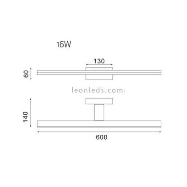 Morne moyen 16W LED miroir lumière Mantra Iluminación dimensions |
