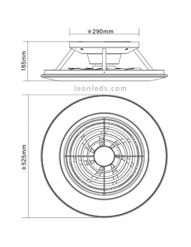 Ventilador de techo LED Alisio Mini color negro 7495 Dimensiones marca Mantra | LeonLeds
