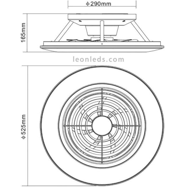 Ventilador de techo LED Alisio Mini color negro 7495 Dimensiones marca Mantra | LeonLeds
