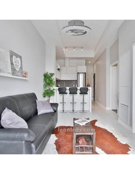 Ventilador de teto Alisio Mini Silver LED com controle remoto Mantra ambiente photo | leonleds