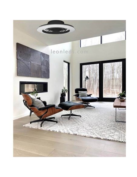 Ventilador de techo LED negro Alisio XL foto de ambiente Mantra | Leonleds Iluminación